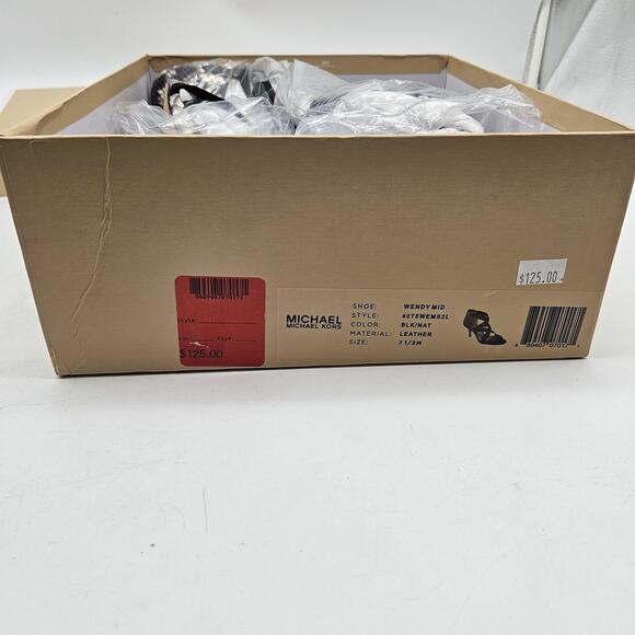 Michael Michael Kors Wendy Mid Sandals Womens Size 7.5 Black Snake Leather Heels - Picture 8 of 15